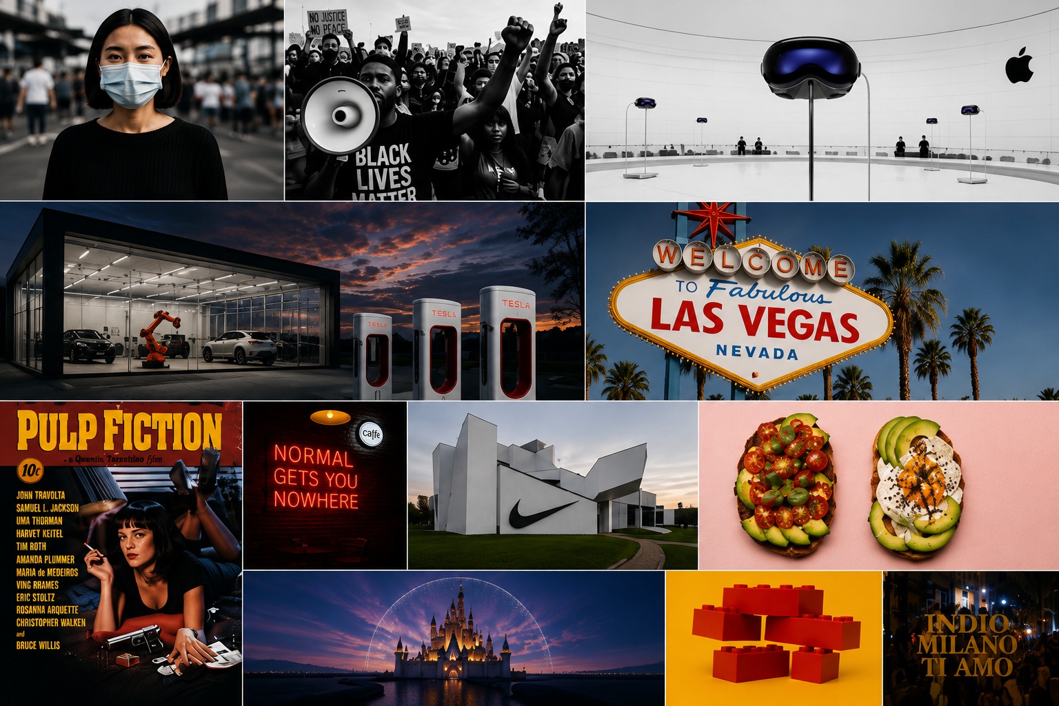 A grid of iconic brand and cultural moments